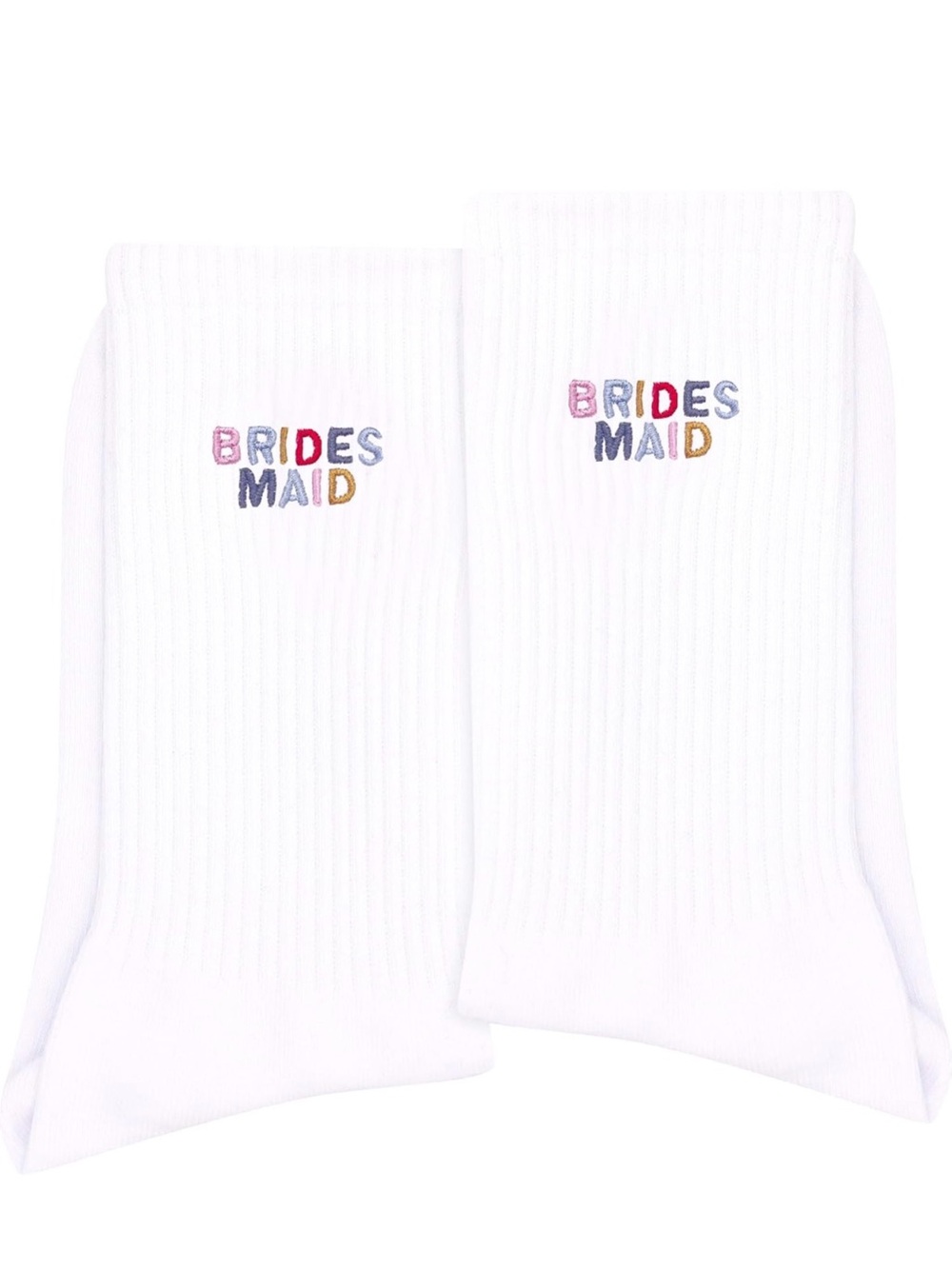 White 'Bridesmaid' Embroidered Crew Socks